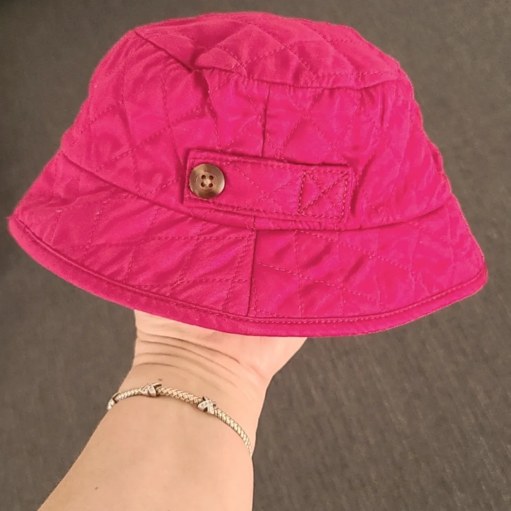 BABY GAP Quilted Cargo Bucket Hat Infant Baby Girl 6-12 mo Fuscia Dark Pink